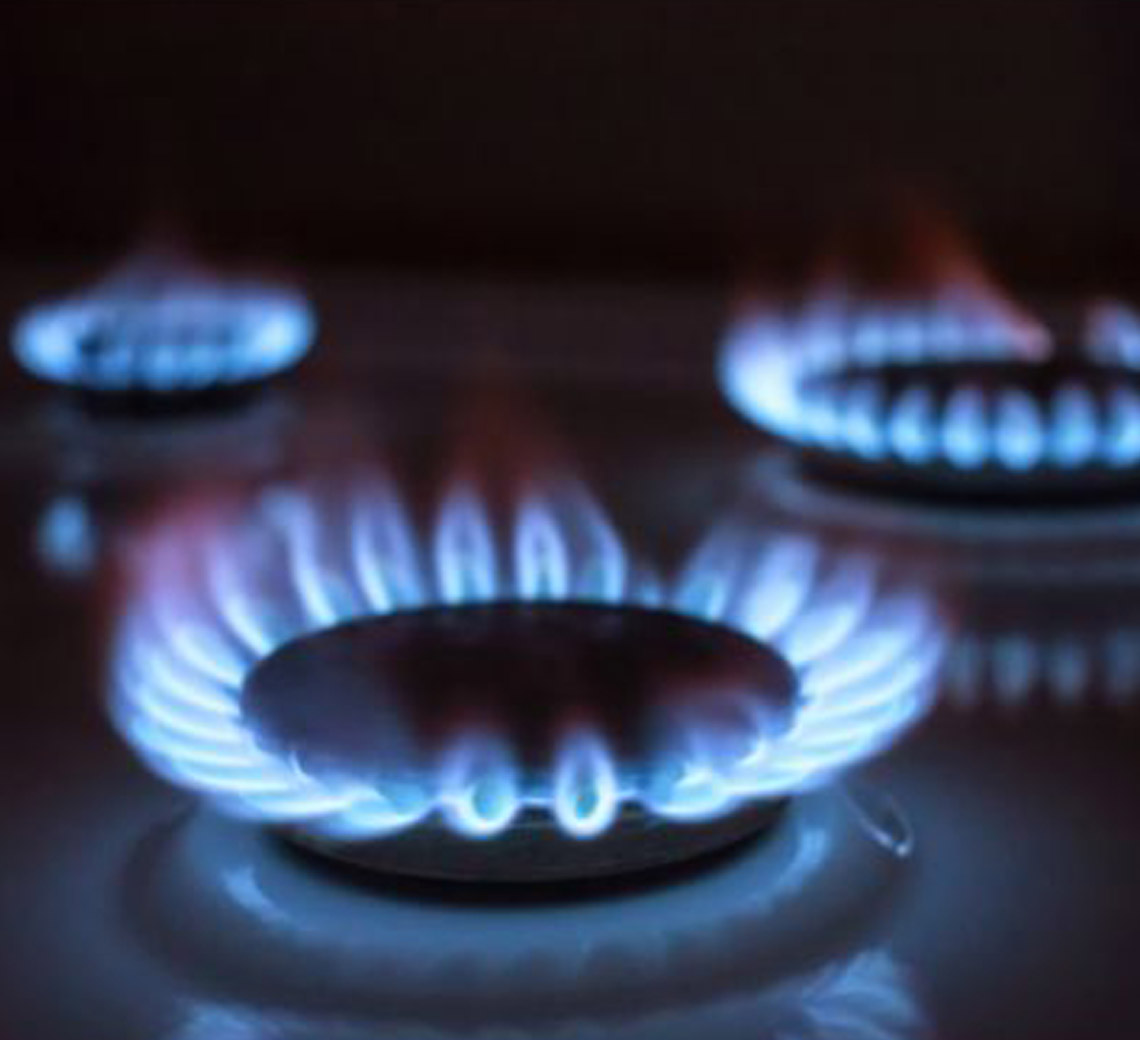 blue flame of natural gas stove